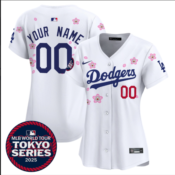 Women Custom Los Angeles Dodgers Tokyo Series 2025 white Limited Stitched Jersey